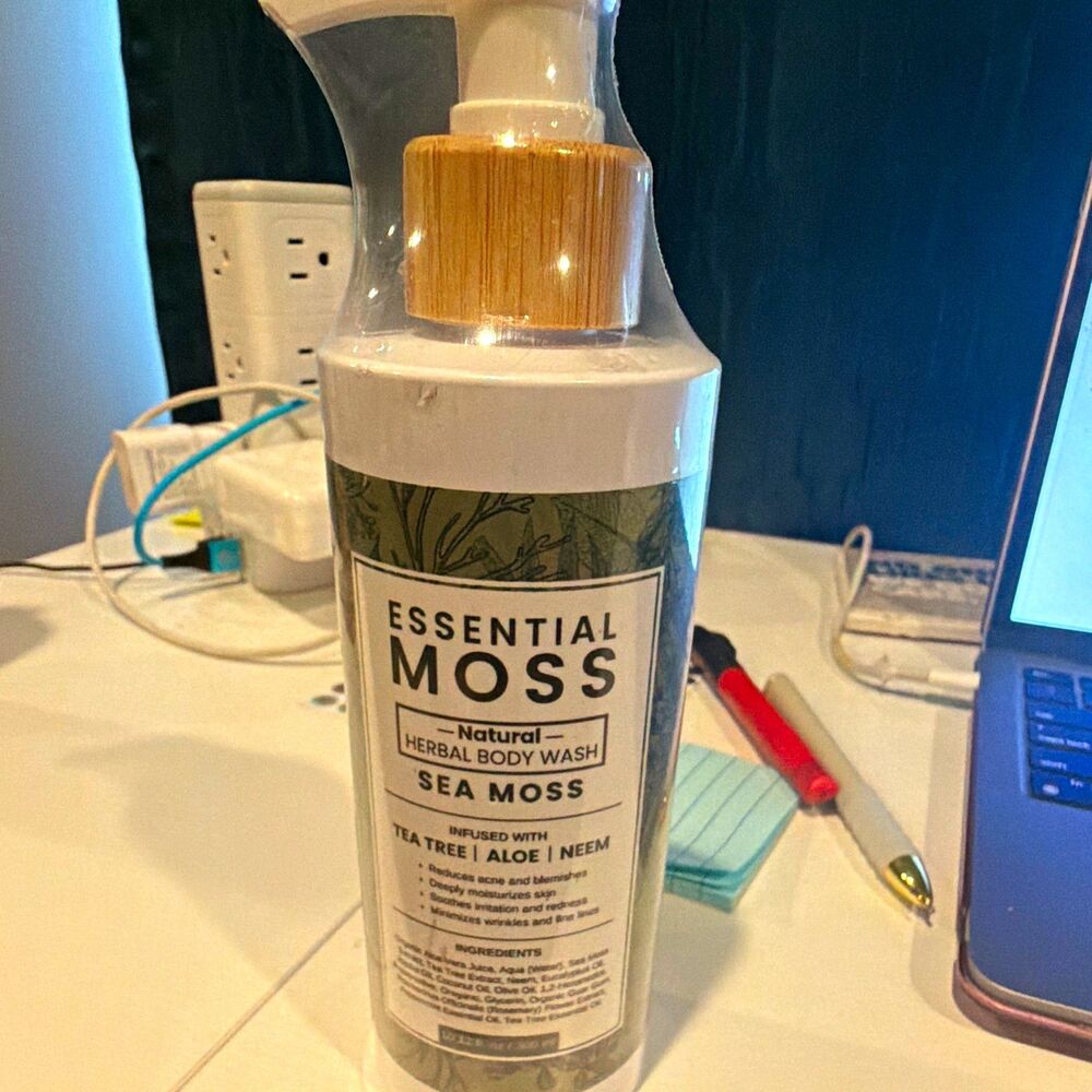 Essential Moss Sea Moss Body Wash Antibacterial, Tea Tree Aloe Neem 10.12 oz
